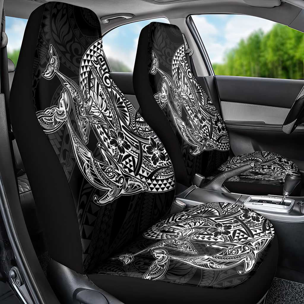 Hawaiian Whales Polynesian Art Motifs Car Seat Cover Black Color - Polynesian Pride