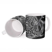 Hawaiian Whales Polynesian Art Motifs Ceramic Mug Black Color - Polynesian Pride