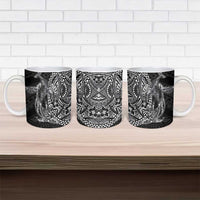 Hawaiian Whales Polynesian Art Motifs Ceramic Mug Black Color - Polynesian Pride