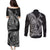 Hawaiian Whales Polynesian Art Motifs Couples Matching Puletasi and Long Sleeve Button Shirt Black Color - Polynesian Pride