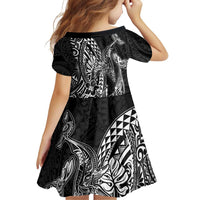Hawaiian Whales Polynesian Art Motifs Family Matching Puletasi and Hawaiian Shirt Black Color - Polynesian Pride