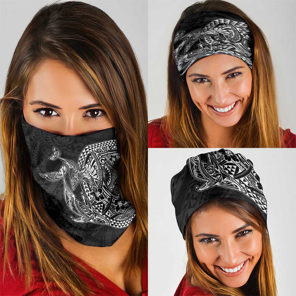 Hawaiian Whales Polynesian Art Motifs Neck Gaiter Black Color - Polynesian Pride