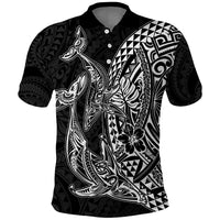 Hawaiian Whales Polynesian Art Motifs Polo Shirt Black Color - Polynesian Pride