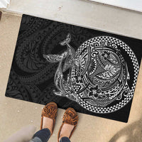 Hawaiian Whales Polynesian Art Motifs Rubber Doormat Black Color - Polynesian Pride