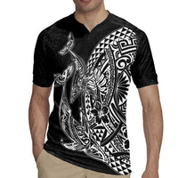 Hawaiian Whales Polynesian Art Motifs Rugby Jersey Black Color - Polynesian Pride