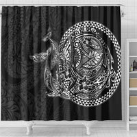 Hawaiian Whales Polynesian Art Motifs Shower Curtain Black Color - Polynesian Pride