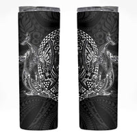 Hawaiian Whales Polynesian Art Motifs Skinny Tumbler Black Color - Polynesian Pride