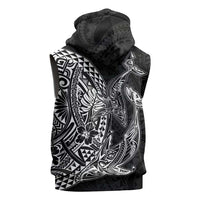 Hawaiian Whales Polynesian Art Motifs Sleeveless Hoodie Black Color - Polynesian Pride