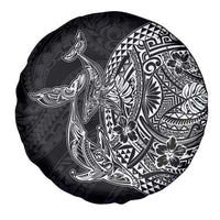 Hawaiian Whales Polynesian Art Motifs Spare Tire Cover Black Color - Polynesian Pride
