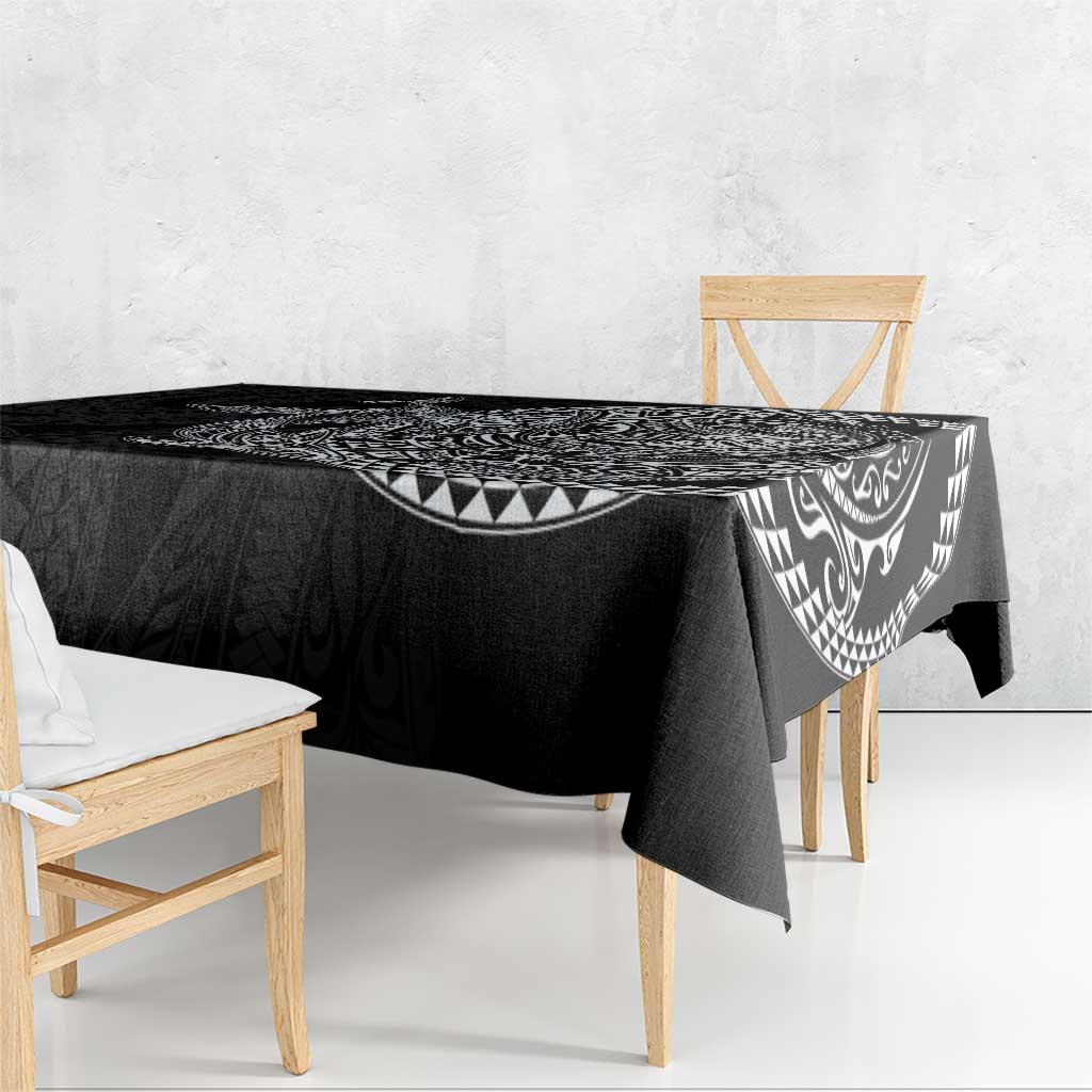 Hawaiian Whales Polynesian Art Motifs Tablecloth Black Color - Polynesian Pride