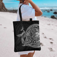 Hawaiian Whales Polynesian Art Motifs Tote Bag Black Color - Polynesian Pride
