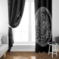 Hawaiian Whales Polynesian Art Motifs Window Curtain Black Color - Polynesian Pride