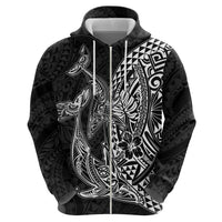 Hawaiian Whales Polynesian Art Motifs Zip Hoodie Black Color - Polynesian Pride