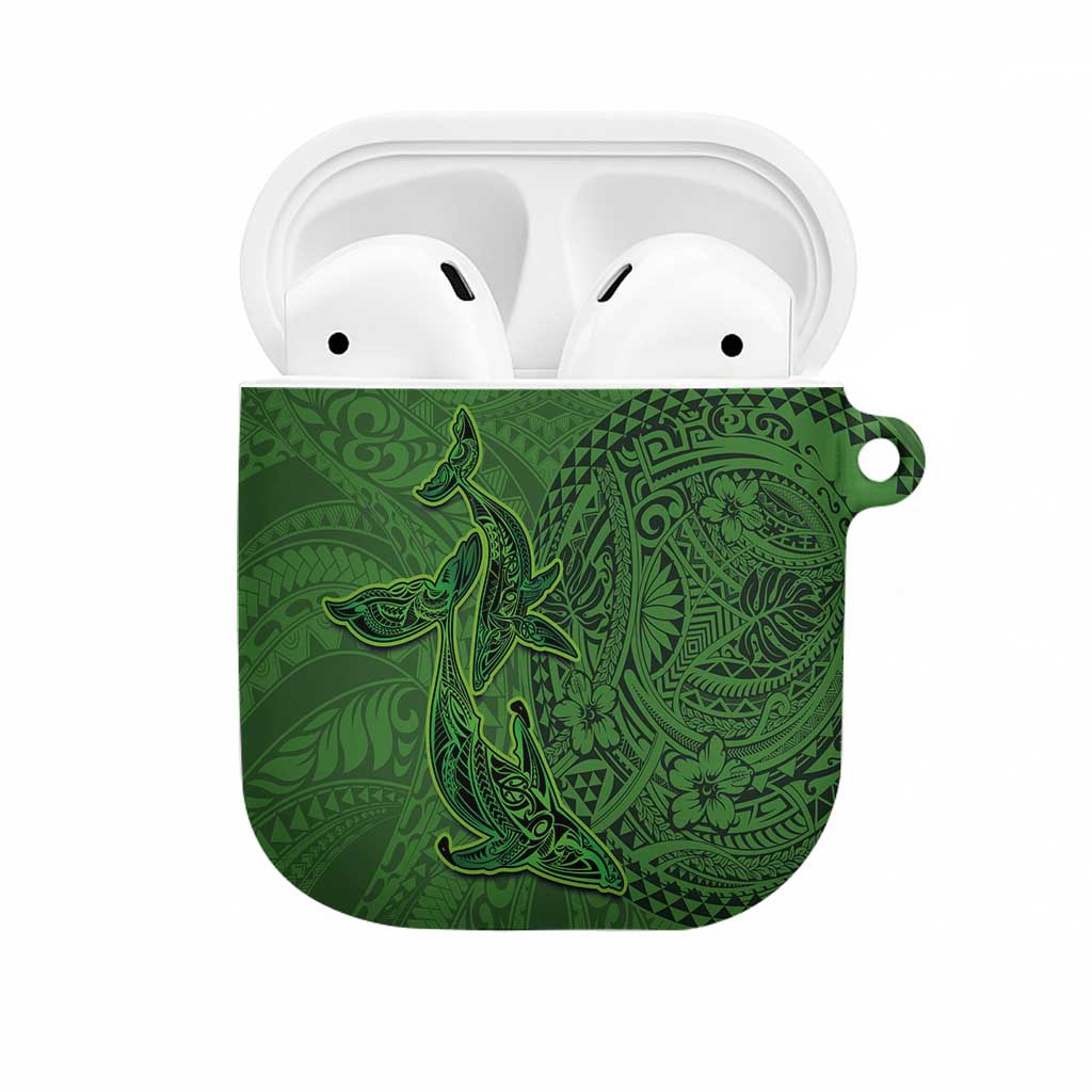 Hawaiian Whales Polynesian Art Motifs AirPods Case Green Color - Polynesian Pride