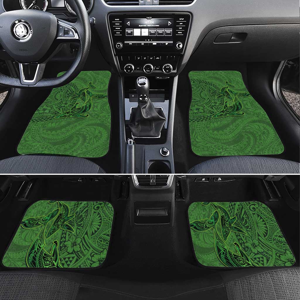 Hawaiian Whales Polynesian Art Motifs Car Mats Green Color - Polynesian Pride