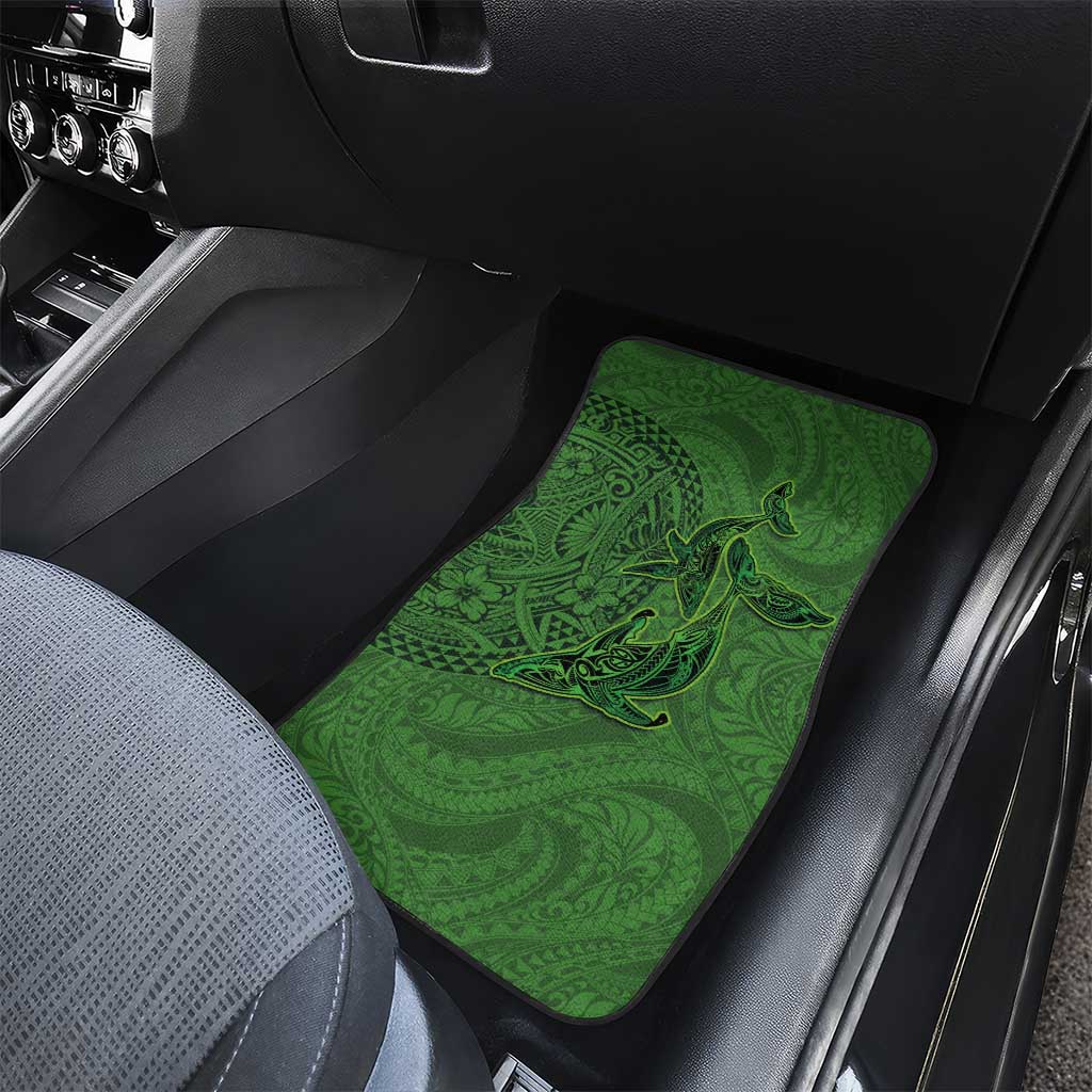 Hawaiian Whales Polynesian Art Motifs Car Mats Green Color - Polynesian Pride