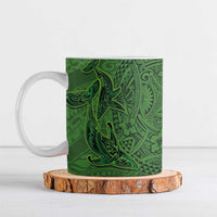 Hawaiian Whales Polynesian Art Motifs Ceramic Mug Green Color - Polynesian Pride
