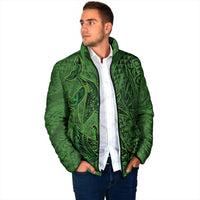Hawaiian Whales Polynesian Art Motifs Padded Jacket Green Color LT03 - Polynesian Pride