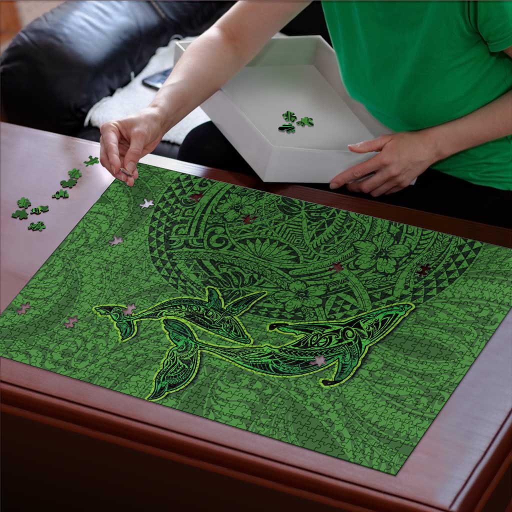 Hawaiian Whales Polynesian Art Motifs Puzzle Green Color LT03 - Polynesian Pride