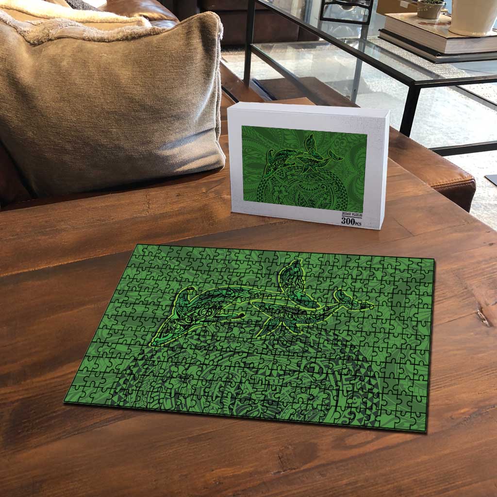 Hawaiian Whales Polynesian Art Motifs Puzzle Green Color LT03 - Polynesian Pride