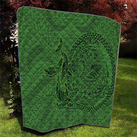 Hawaiian Whales Polynesian Art Motifs Quilt Green Color - Polynesian Pride