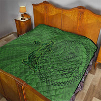 Hawaiian Whales Polynesian Art Motifs Quilt Green Color - Polynesian Pride