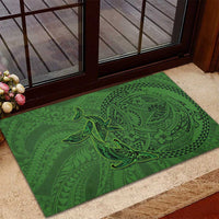 Hawaiian Whales Polynesian Art Motifs Rubber Doormat Green Color - Polynesian Pride
