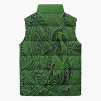 Hawaiian Whales Polynesian Art Motifs Sleeveless Puffer Jacket Green Color LT03 - Polynesian Pride