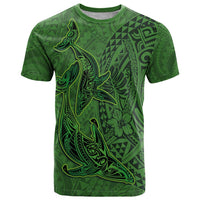 Hawaiian Whales Polynesian Art Motifs T Shirt Green Color - Polynesian Pride