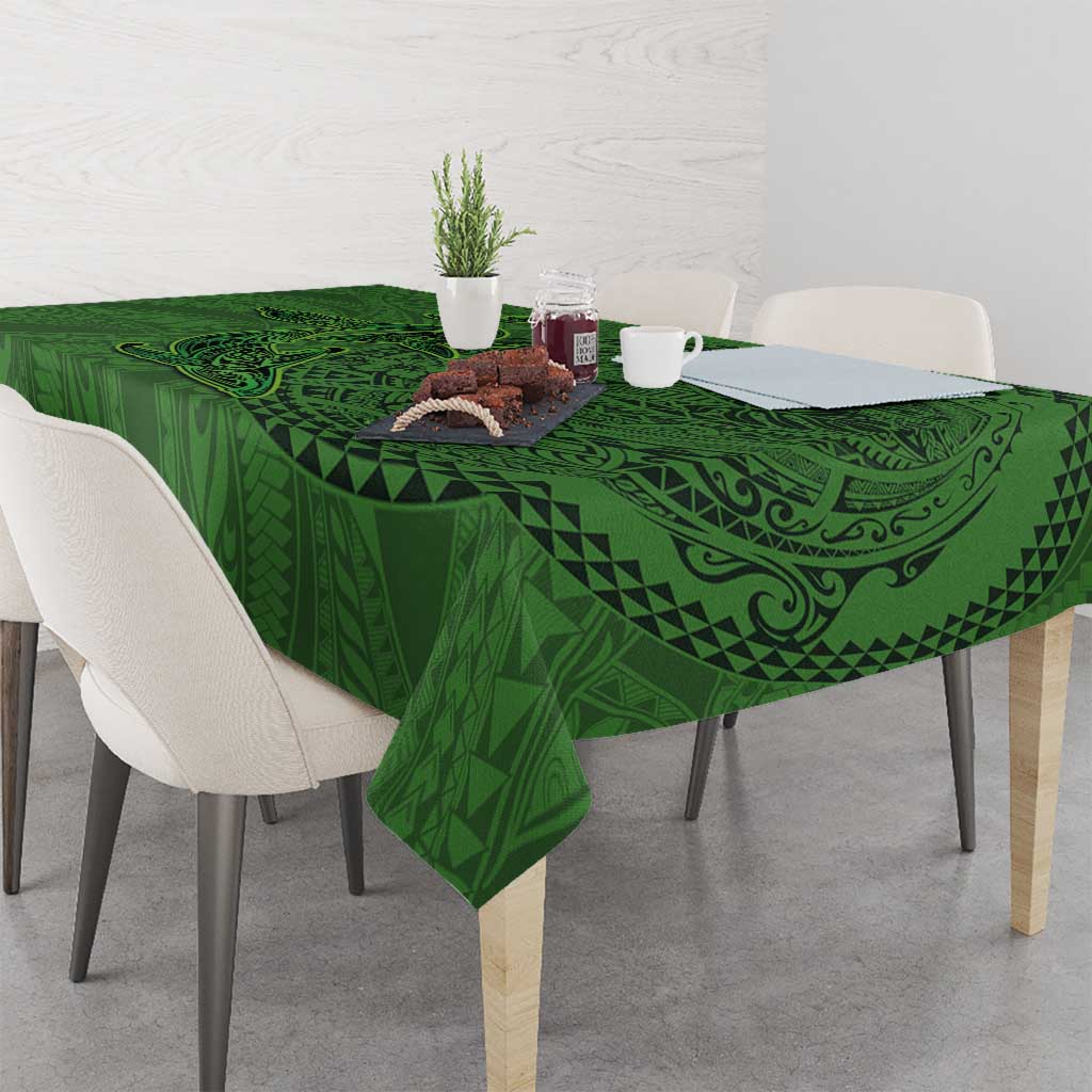 Hawaiian Whales Polynesian Art Motifs Tablecloth Green Color - Polynesian Pride