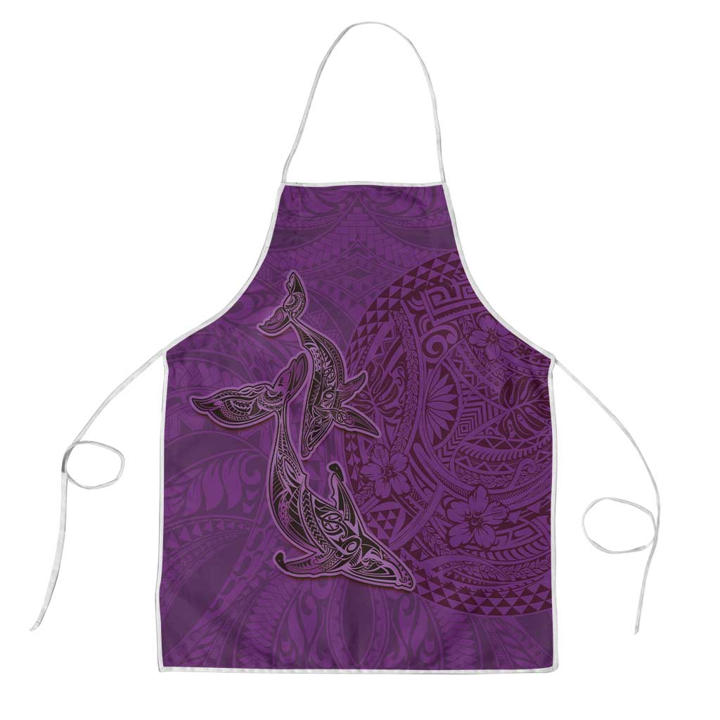 Hawaiian Whales Polynesian Art Motifs Apron Purple Color LT03 Purple - Polynesian Pride