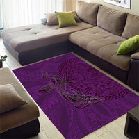 Hawaiian Whales Polynesian Art Motifs Area Rug Purple Color - Polynesian Pride