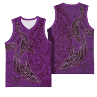 Hawaiian Whales Polynesian Art Motifs Basketball Jersey Purple Color LT03 - Polynesian Pride
