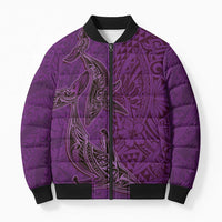 Hawaiian Whales Polynesian Art Motifs Bomber Puffer Jacket Purple Color LT03 Unisex Purple - Polynesian Pride