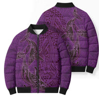 Hawaiian Whales Polynesian Art Motifs Bomber Puffer Jacket Purple Color LT03 - Polynesian Pride