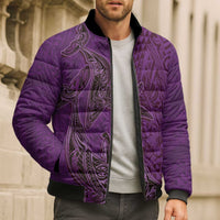 Hawaiian Whales Polynesian Art Motifs Bomber Puffer Jacket Purple Color LT03 - Polynesian Pride
