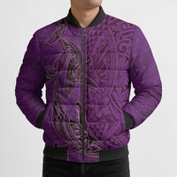 Hawaiian Whales Polynesian Art Motifs Bomber Puffer Jacket Purple Color LT03 - Polynesian Pride