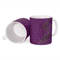 Hawaiian Whales Polynesian Art Motifs Ceramic Mug Purple Color - Polynesian Pride