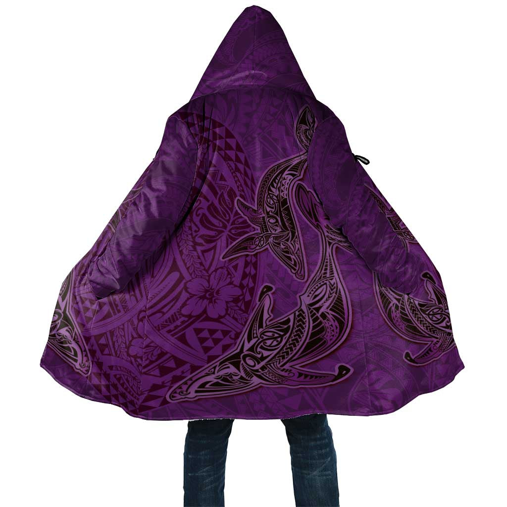Hawaiian Whales Polynesian Art Motifs Cloak Purple Color - Polynesian Pride