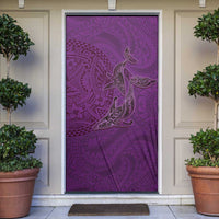 Hawaiian Whales Polynesian Art Motifs Door Cover Purple Color - Polynesian Pride