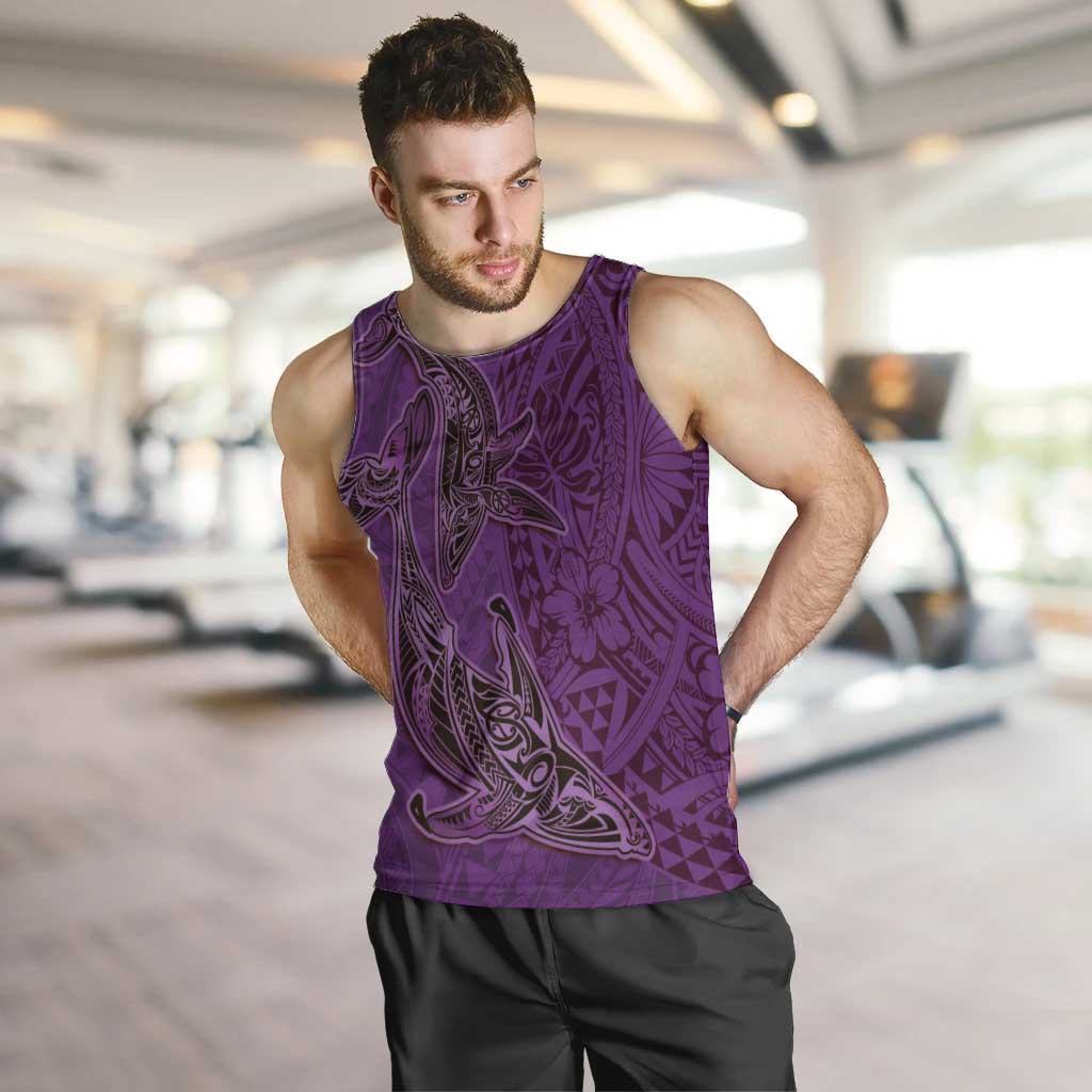 Hawaiian Whales Polynesian Art Motifs Men Tank Top Purple Color LT03 Purple - Polynesian Pride