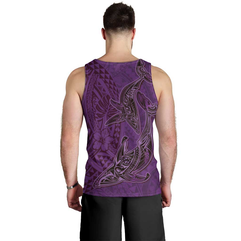 Hawaiian Whales Polynesian Art Motifs Men Tank Top Purple Color LT03 - Polynesian Pride