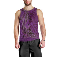 Hawaiian Whales Polynesian Art Motifs Men Tank Top Purple Color LT03 - Polynesian Pride