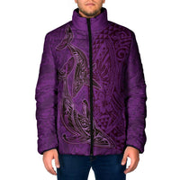 Hawaiian Whales Polynesian Art Motifs Padded Jacket Purple Color LT03 Men Purple - Polynesian Pride