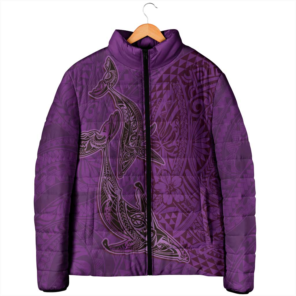 Hawaiian Whales Polynesian Art Motifs Padded Jacket Purple Color LT03 - Polynesian Pride