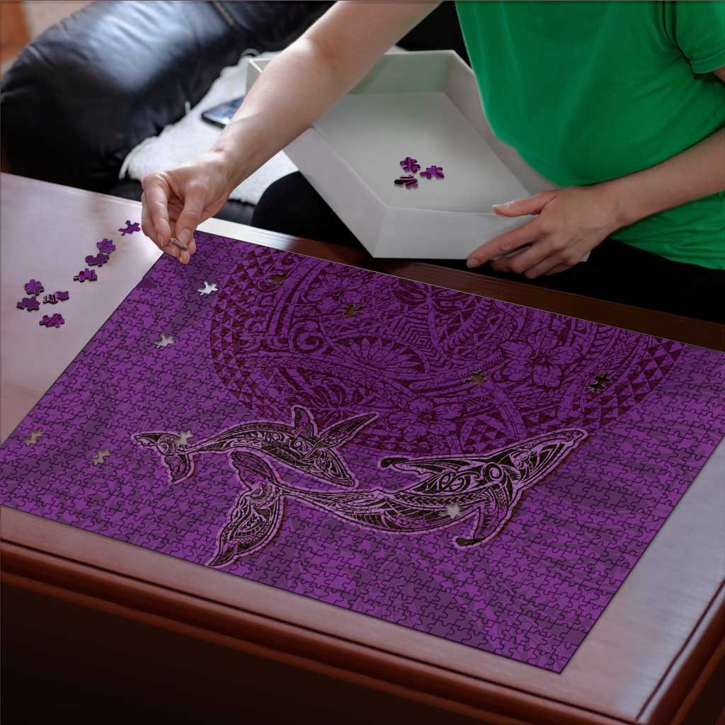 Hawaiian Whales Polynesian Art Motifs Puzzle Purple Color LT03 - Polynesian Pride