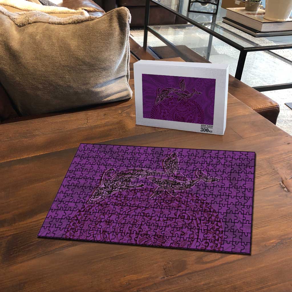 Hawaiian Whales Polynesian Art Motifs Puzzle Purple Color LT03 - Polynesian Pride