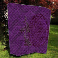 Hawaiian Whales Polynesian Art Motifs Quilt Purple Color - Polynesian Pride