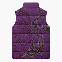 Hawaiian Whales Polynesian Art Motifs Sleeveless Puffer Jacket Purple Color LT03 - Polynesian Pride