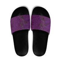 Hawaiian Whales Polynesian Art Motifs Slide Sandals Purple Color - Polynesian Pride